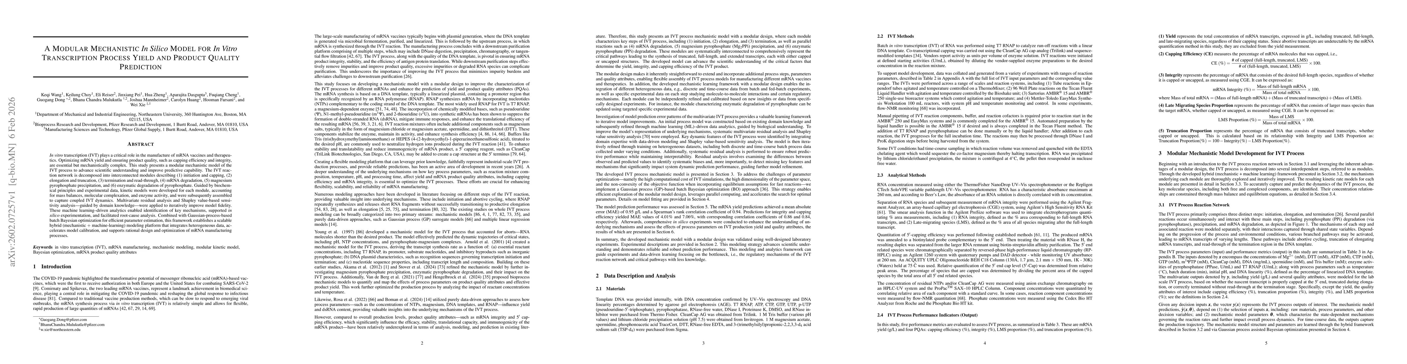Thumbnail for A Modular Mechanistic In Silico Model for In Vitro Transcription Process Yield and Product Quality Prediction
