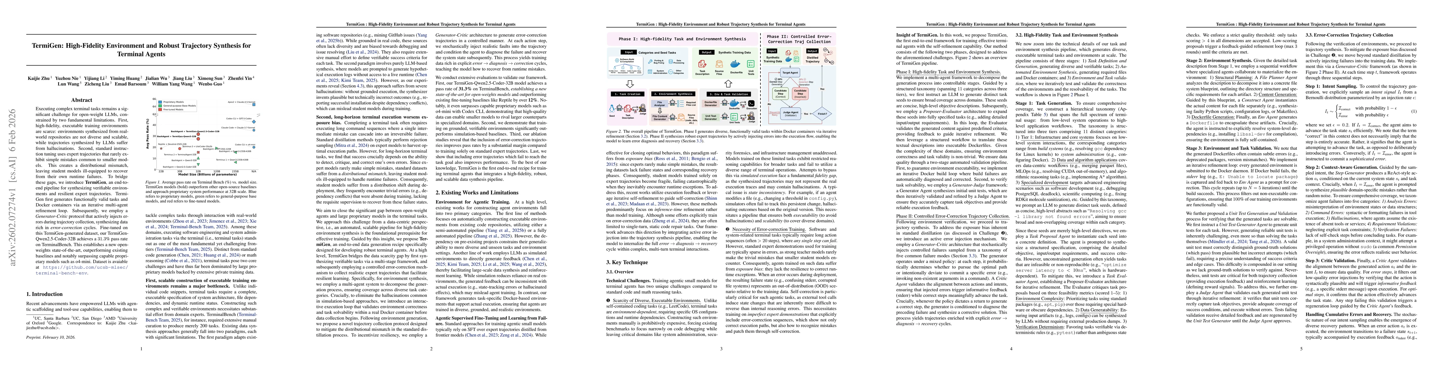 Thumbnail for TermiGen: High-Fidelity Environment and Robust Trajectory Synthesis for Terminal Agents