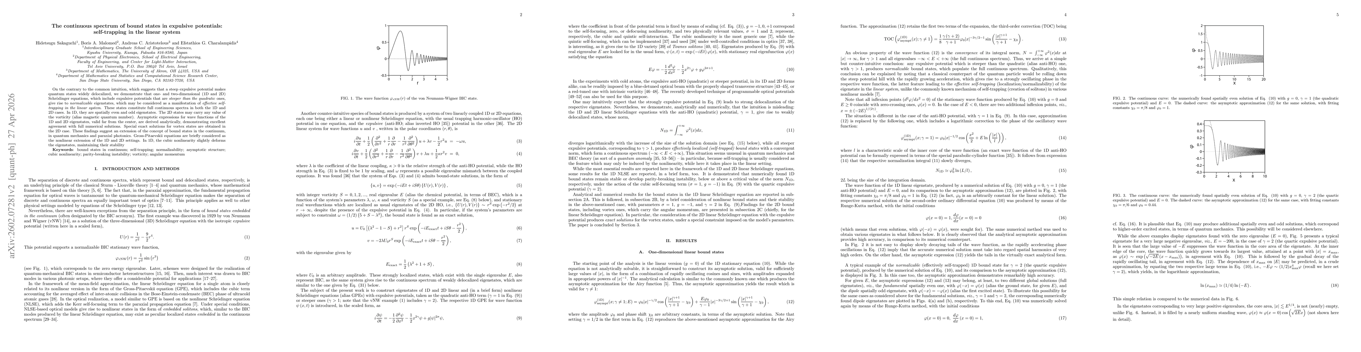 Thumbnail for The continuous spectrum of bound states in expulsive potentials