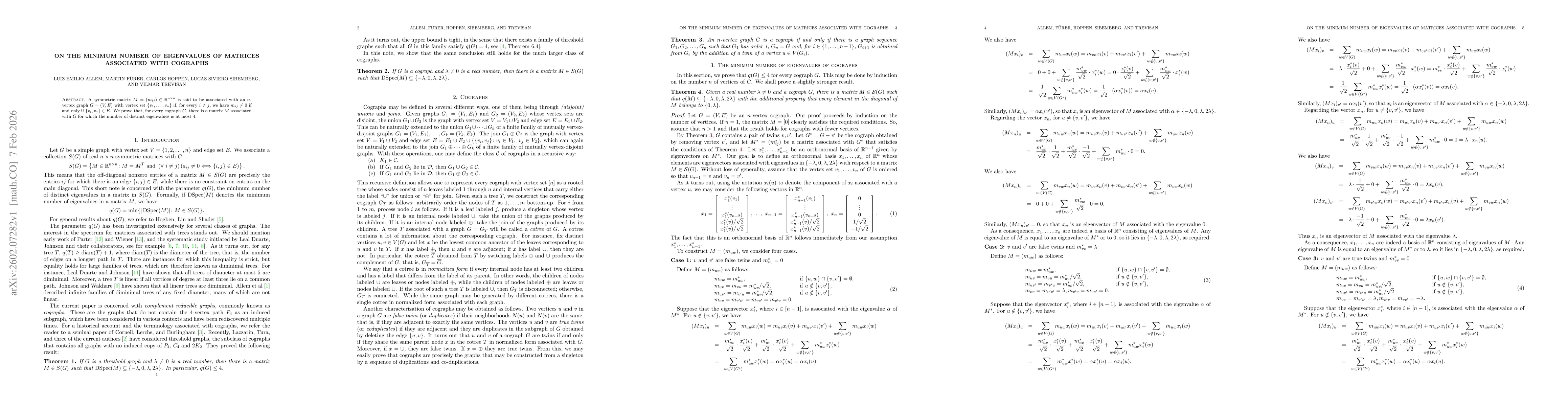 Thumbnail for On the minimum number of eigenvalues of matrices associated with cographs