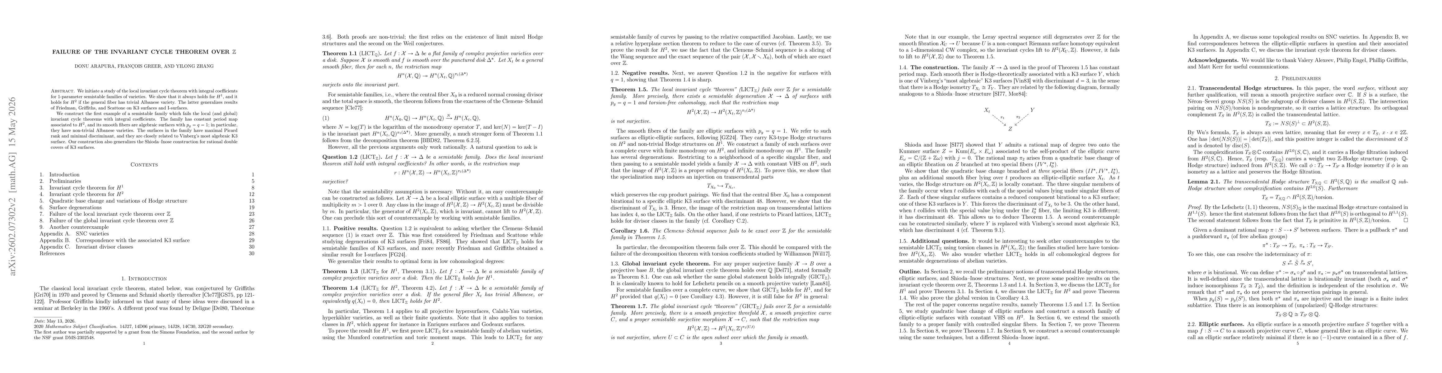 Thumbnail for Failure of the invariant cycle theorem over $\mathbb Z$