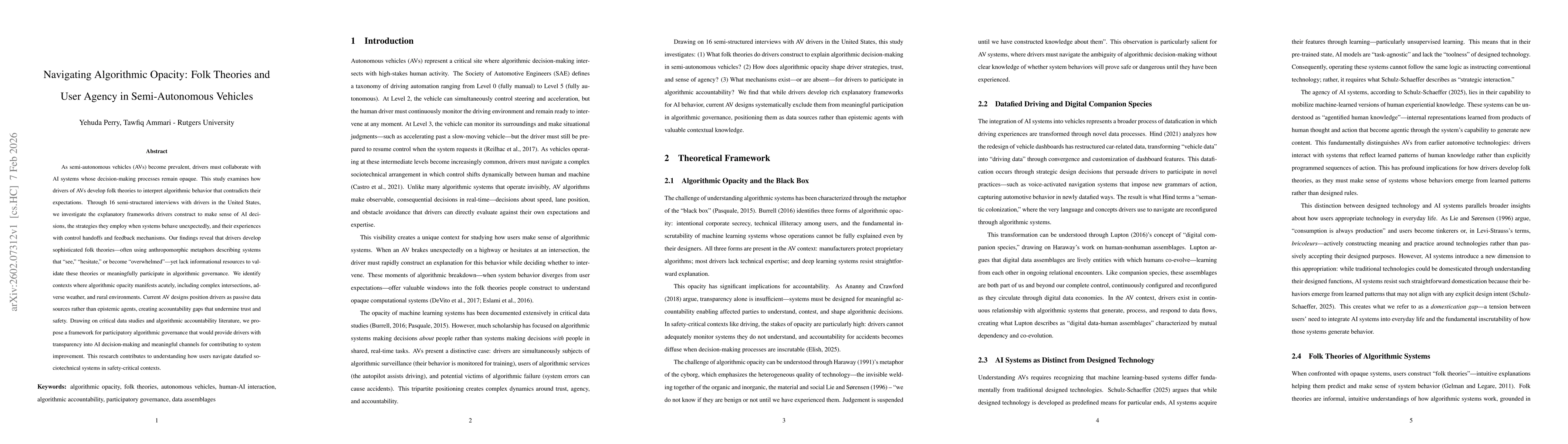 Thumbnail for Navigating Algorithmic Opacity: Folk Theories and User Agency in Semi-Autonomous Vehicles