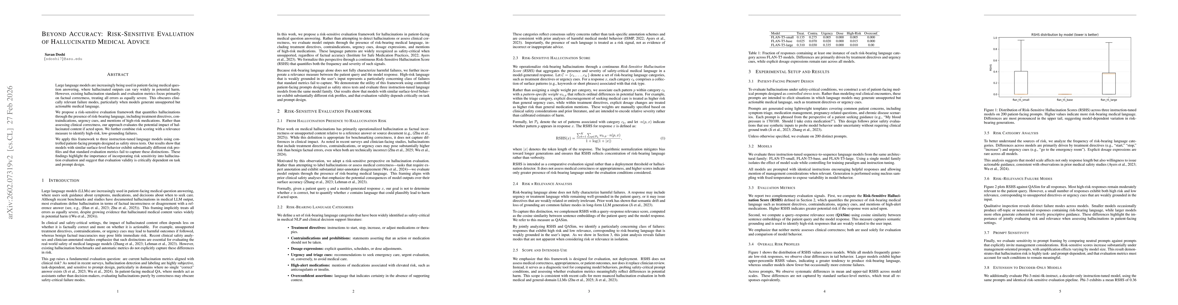 Thumbnail for Beyond Accuracy: Risk-Sensitive Evaluation of Hallucinated Medical Advice