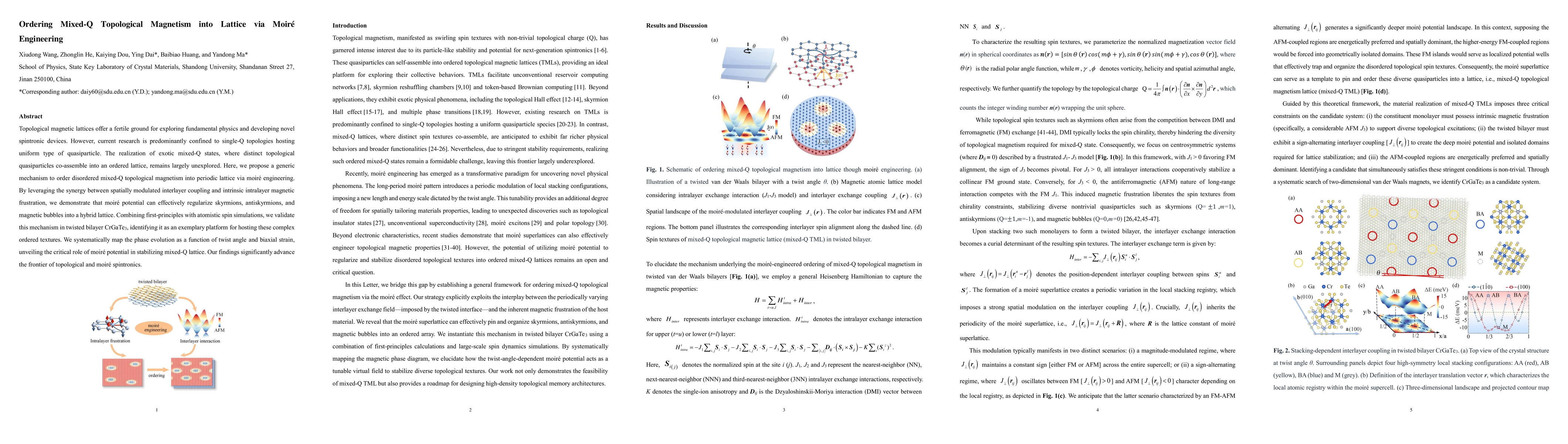 Thumbnail for Ordering Mixed-Q Topological Magnetism into Lattice via Moire Engineering