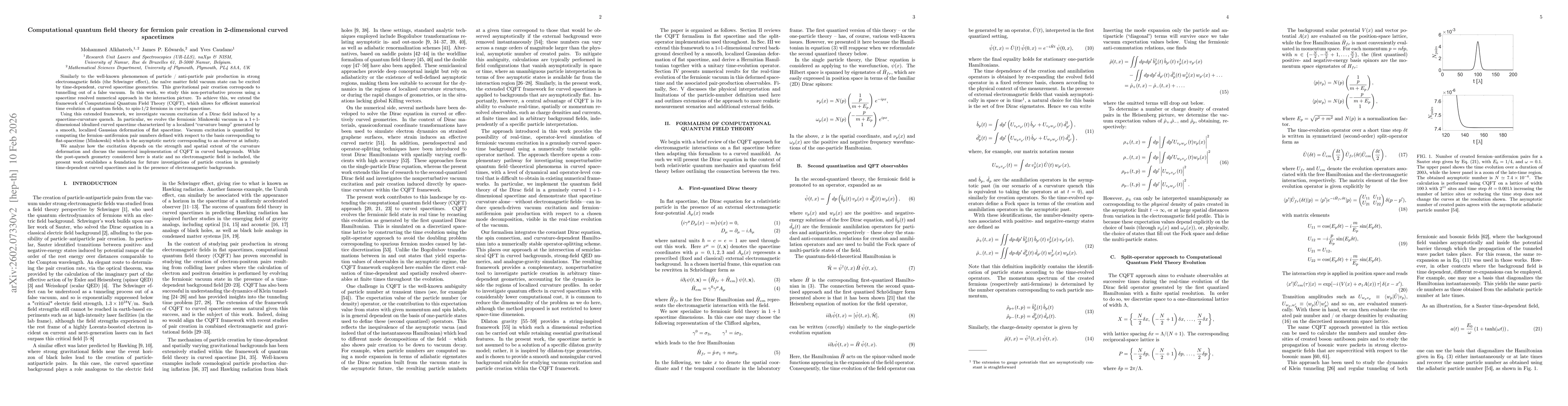 Thumbnail for Computational quantum field theory for fermion pair creation in 2-dimensional curved spacetimes