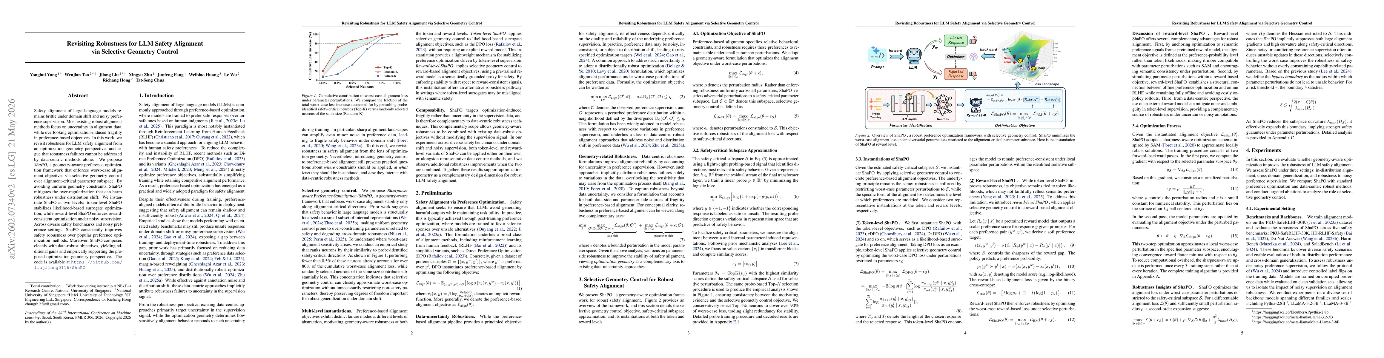 Thumbnail for Revisiting Robustness for LLM Safety Alignment via Selective Geometry Control