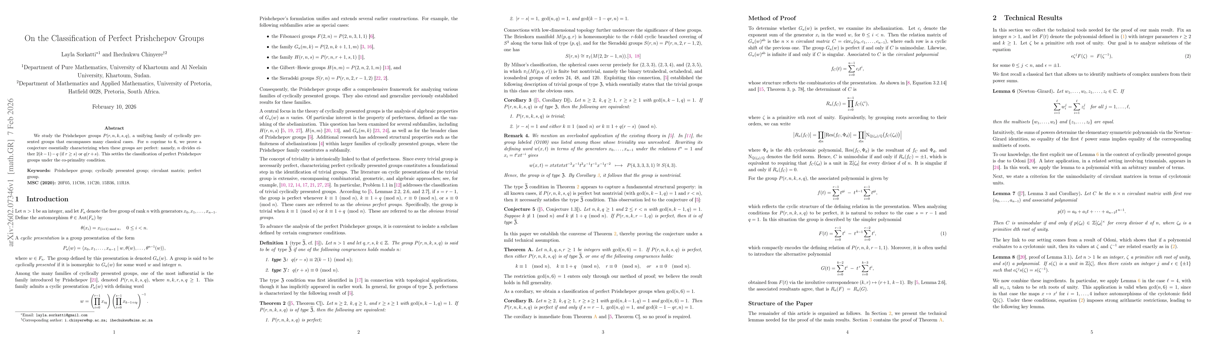 Thumbnail for On the Classification of Perfect Prishchepov Groups