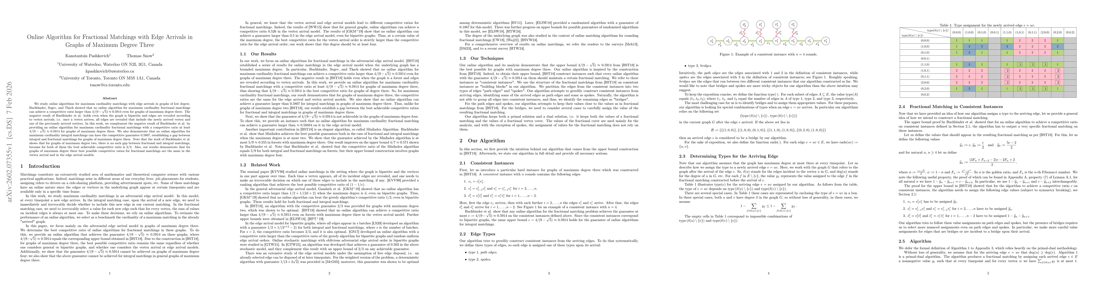 Thumbnail for Online Algorithm for Fractional Matchings with Edge Arrivals in Graphs of Maximum Degree Three