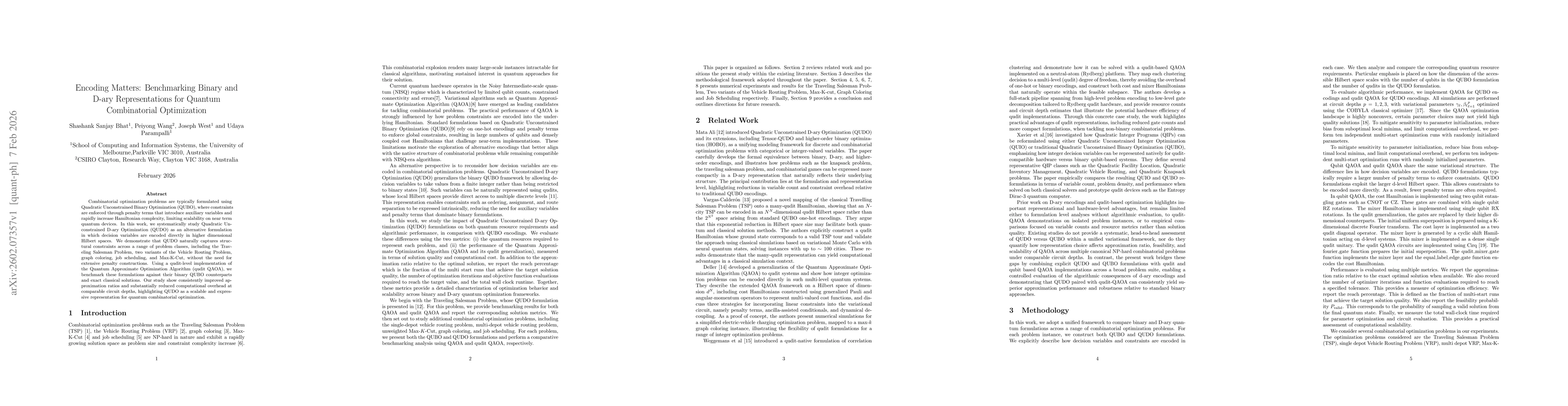 Thumbnail for Encoding Matters: Benchmarking Binary and D-ary Representations for Quantum Combinatorial Optimization