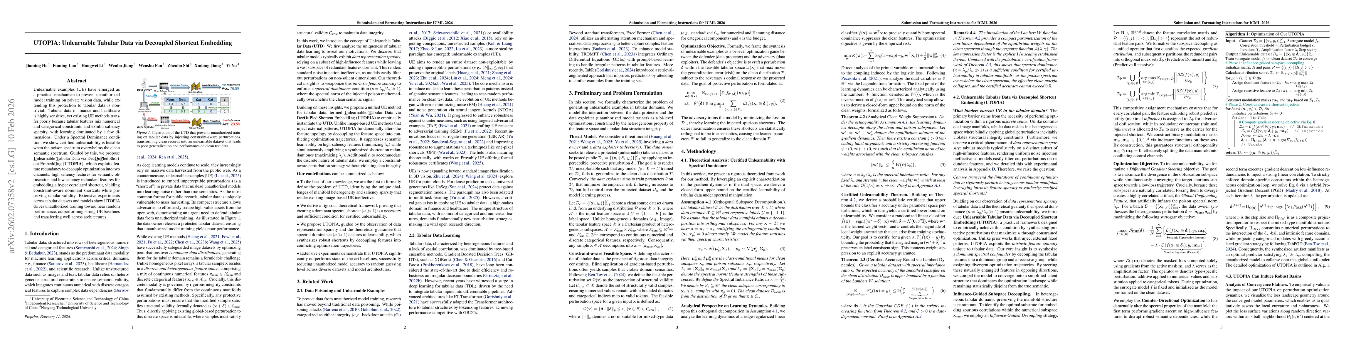 Thumbnail for UTOPIA: Unlearnable Tabular Data via Decoupled Shortcut Embedding