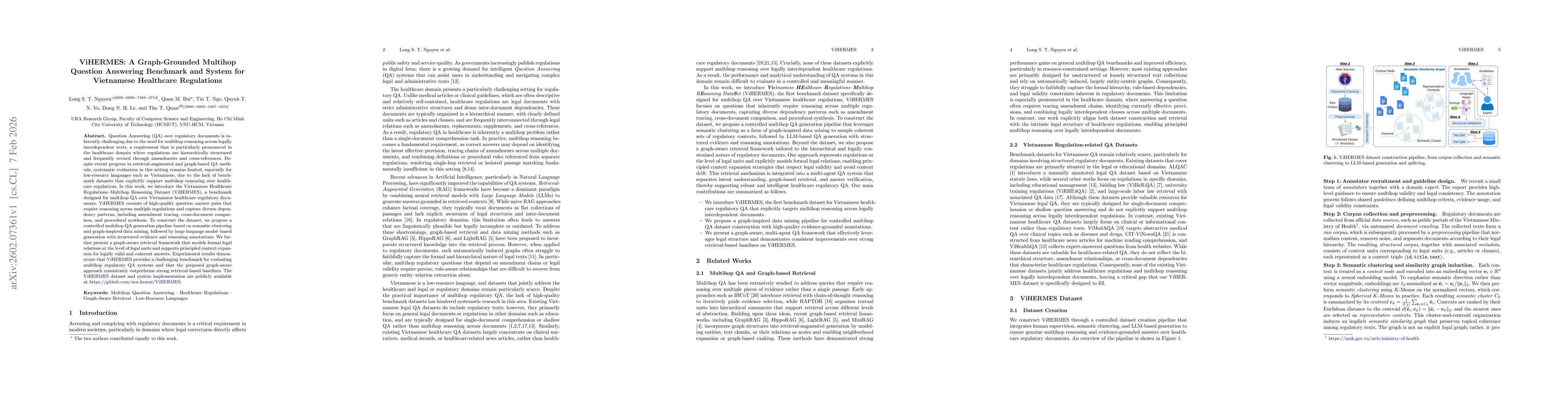 Thumbnail for ViHERMES: A Graph-Grounded Multihop Question Answering Benchmark and System for Vietnamese Healthcare Regulations