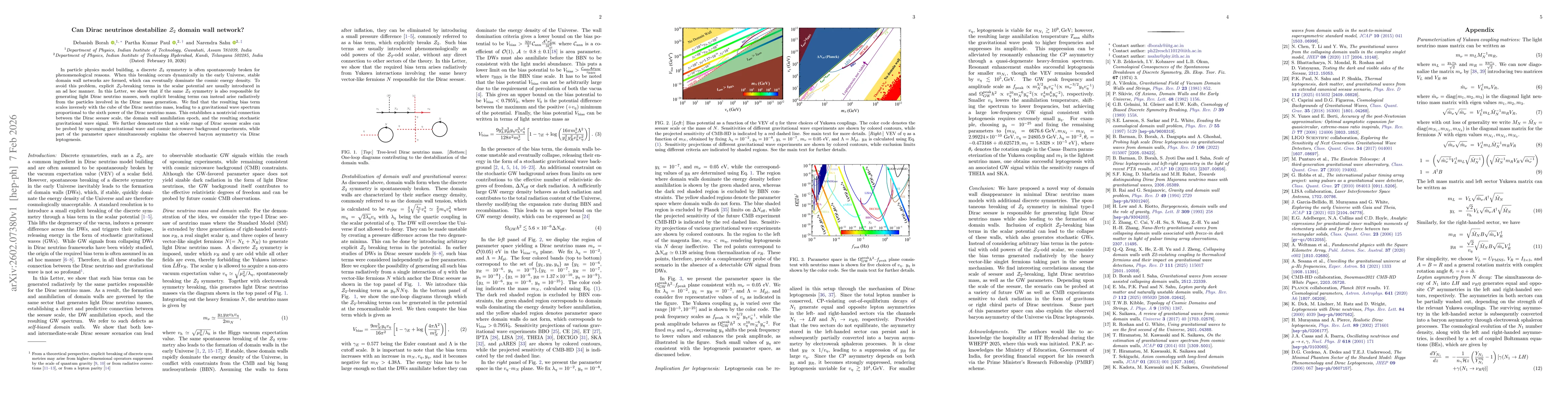 Thumbnail for Can Dirac neutrinos destabilize $\mathcal{Z}_2$ domain wall network?