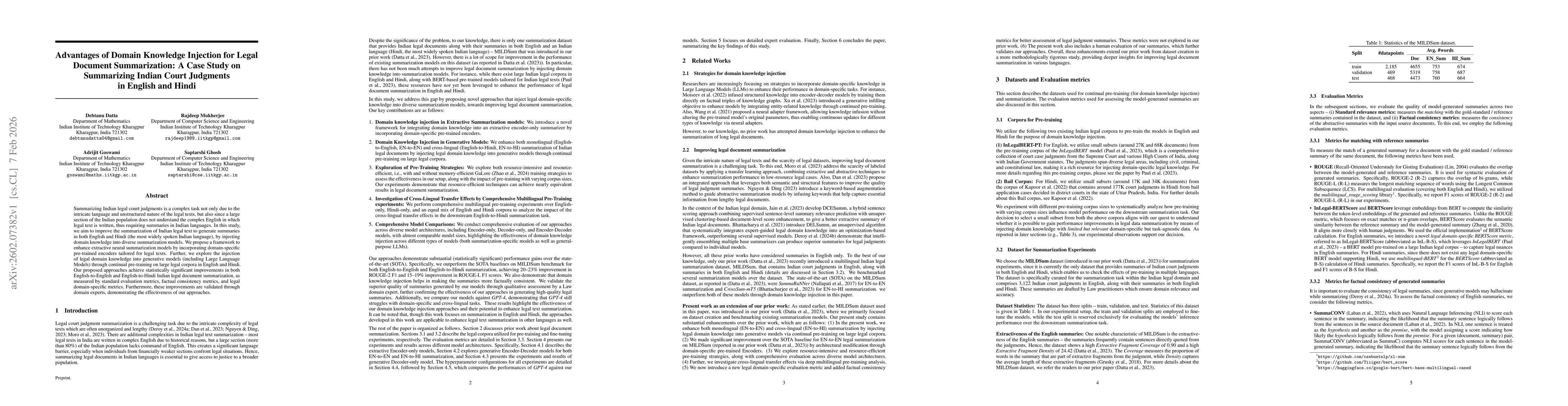 Thumbnail for Advantages of Domain Knowledge Injection for Legal Document Summarization: A Case Study on Summarizing Indian Court Judgments in English and Hindi