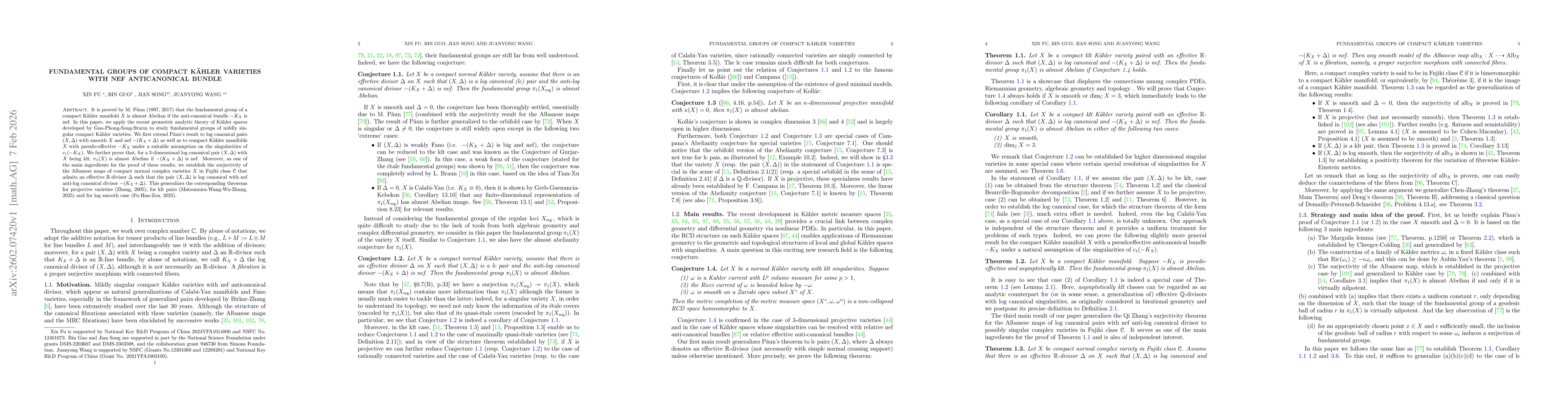 Thumbnail for Fundamental groups of compact Kahler varieties with nef anti canonical bundle