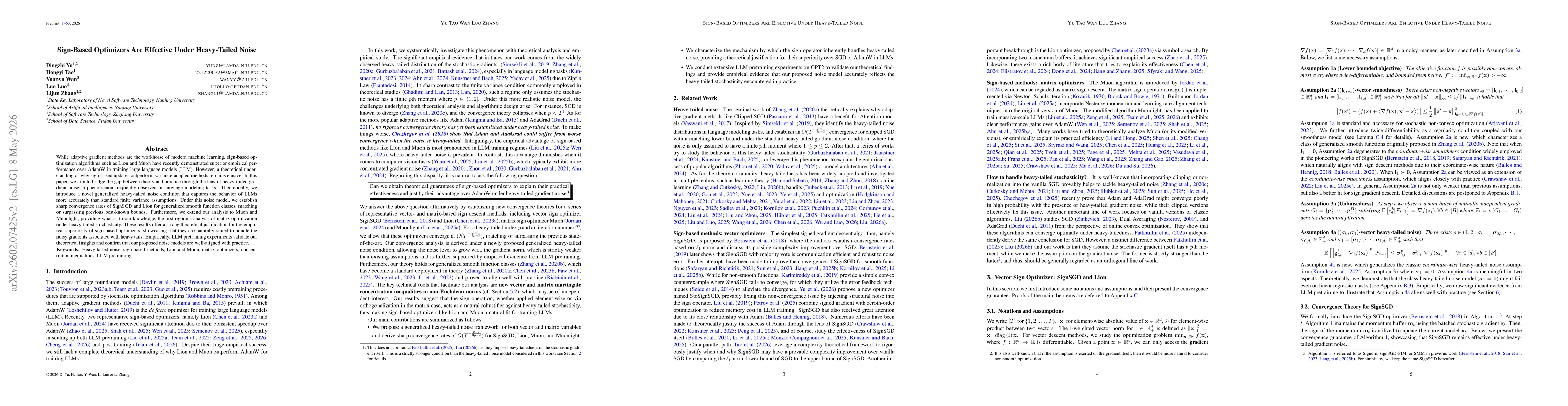 Thumbnail for Sign-Based Optimizers Are Effective Under Heavy-Tailed Noise