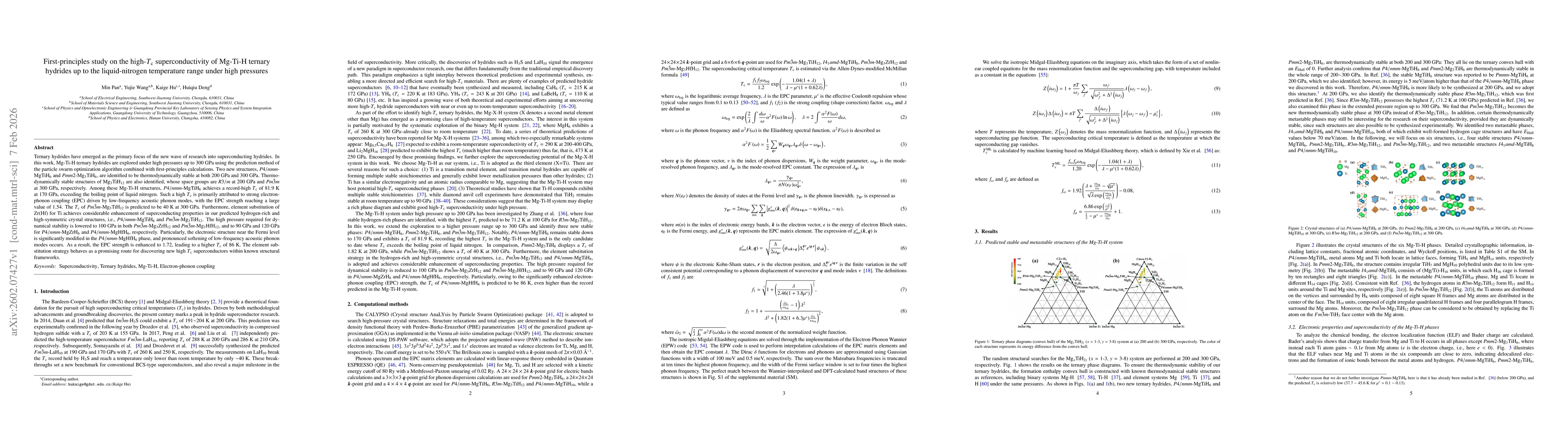 Thumbnail for First-principles study on the high-$T_\text{c}$ superconductivity of Mg-Ti-H ternary hydrides up to the liquid-nitrogen temperature range under high pressures