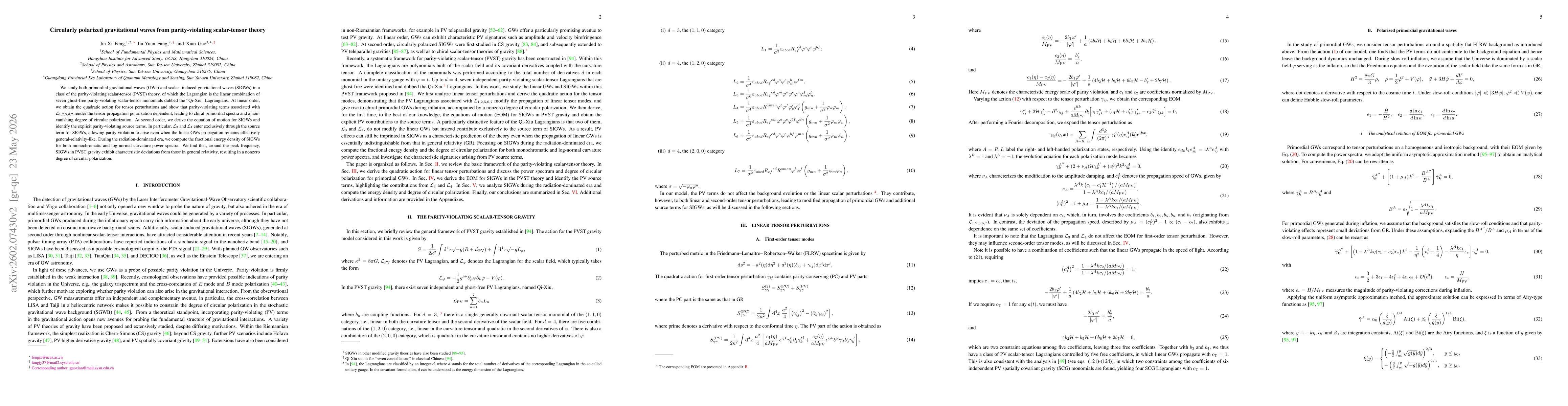 Thumbnail for Circularly polarized gravitational waves from parity-violating scalar-tensor theory