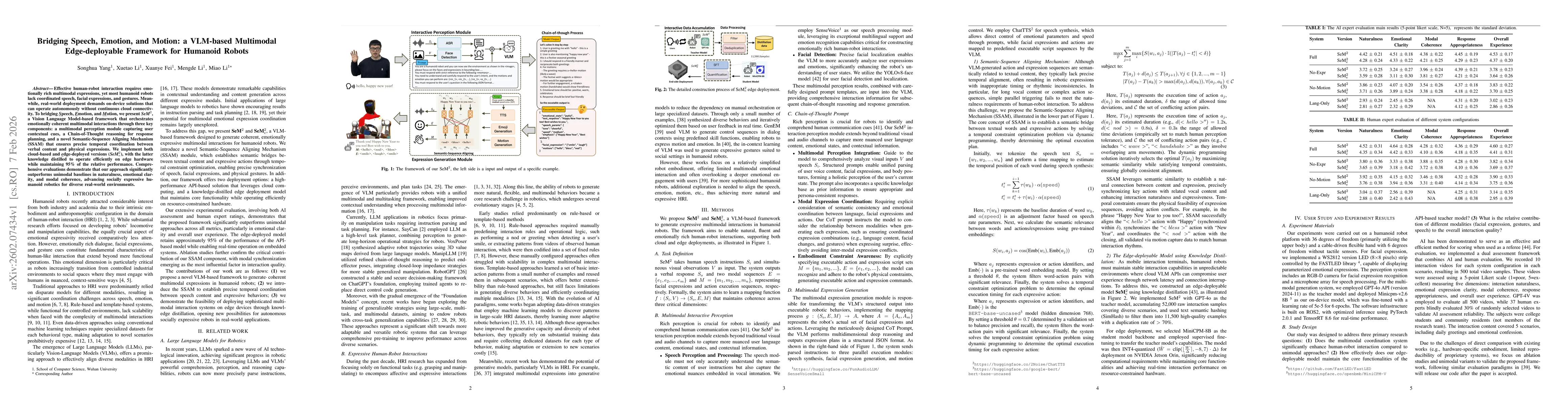Thumbnail for Bridging Speech, Emotion, and Motion: a VLM-based Multimodal Edge-deployable Framework for Humanoid Robots