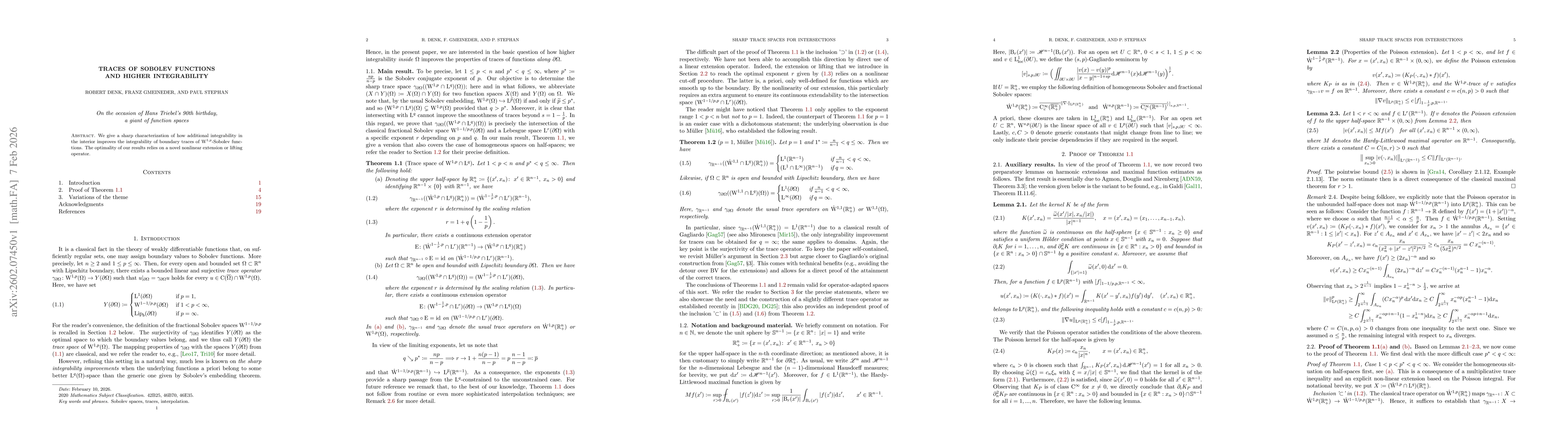 Thumbnail for Traces of Sobolev functions and higher integrability