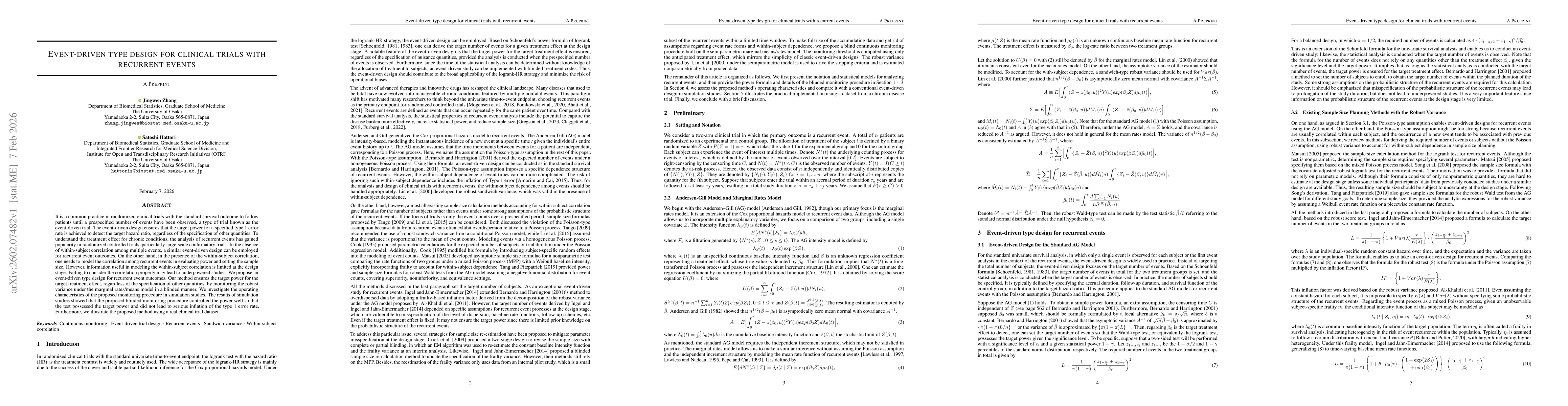 Thumbnail for Event-driven type design for clinical trials with recurrent events