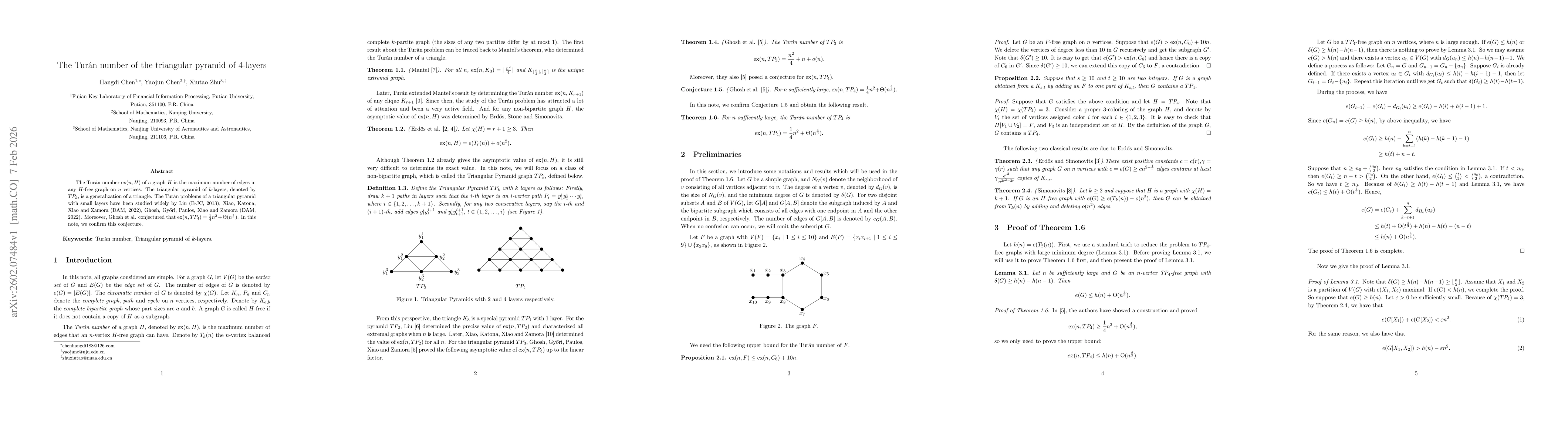 Thumbnail for The Turán number of the triangular pyramid of 4-layers