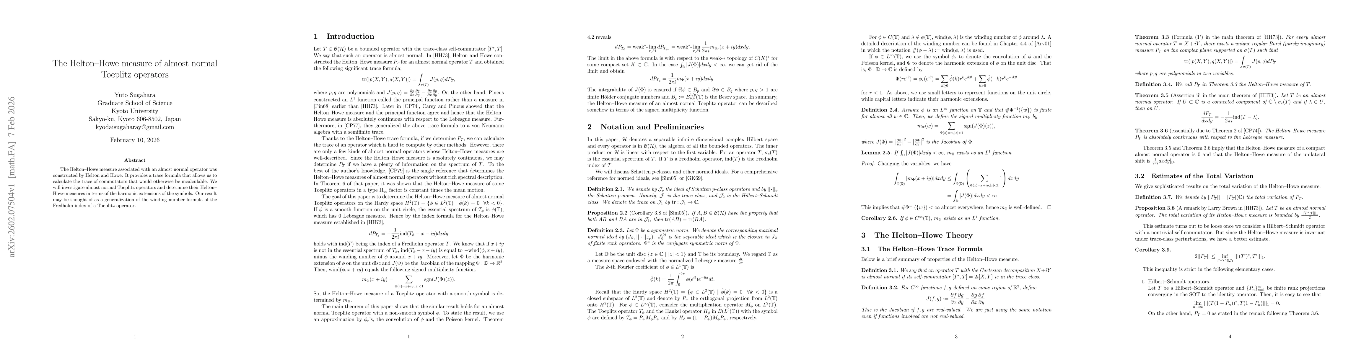 Thumbnail for The Helton-Howe measure of almost normal Toeplitz operators
