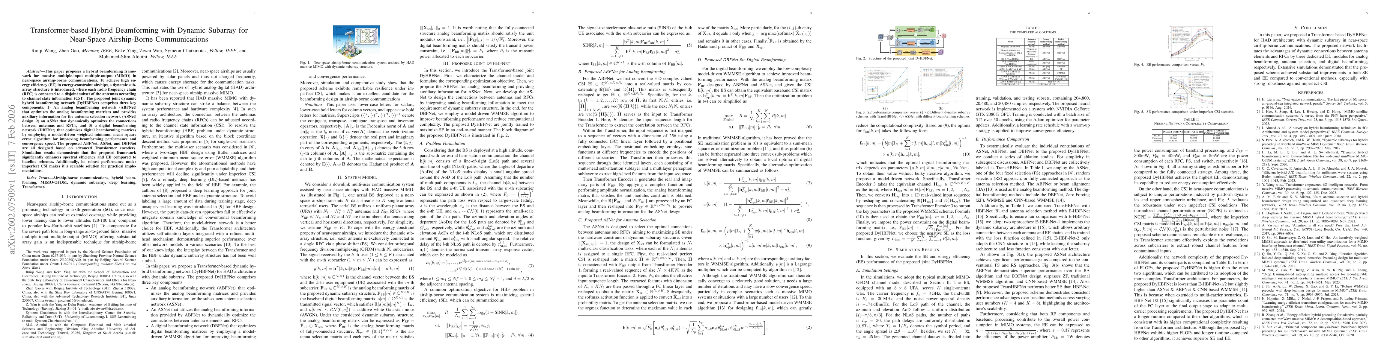 Thumbnail for Transformer-based Hybrid Beamforming with Dynamic Subarray for Near-Space Airship-Borne Communications