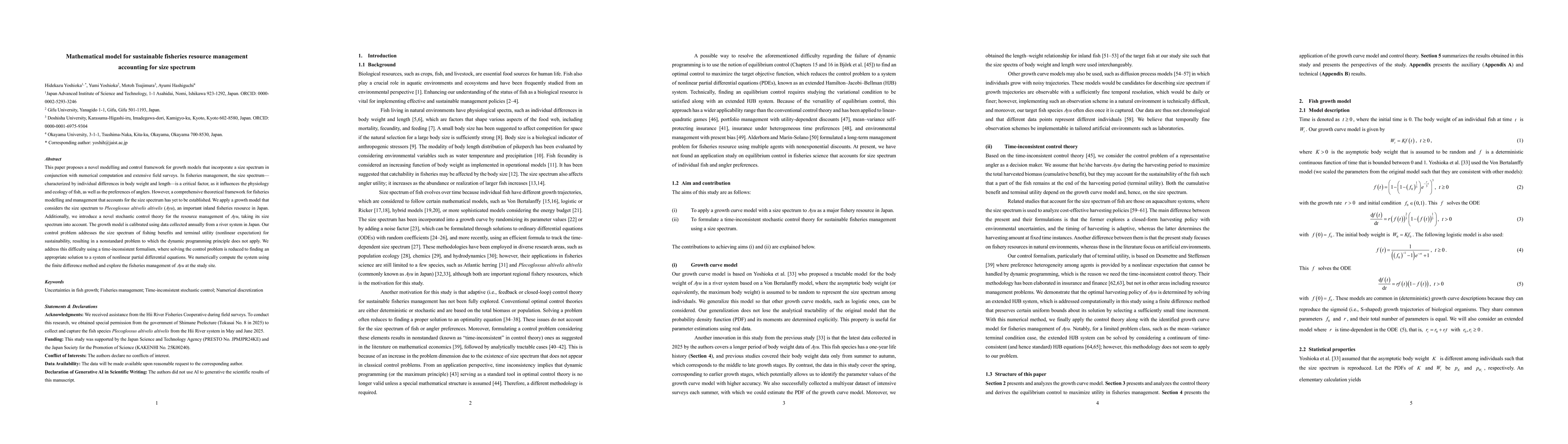 Thumbnail for Mathematical model for sustainable fisheries resource management accounting for size spectrum