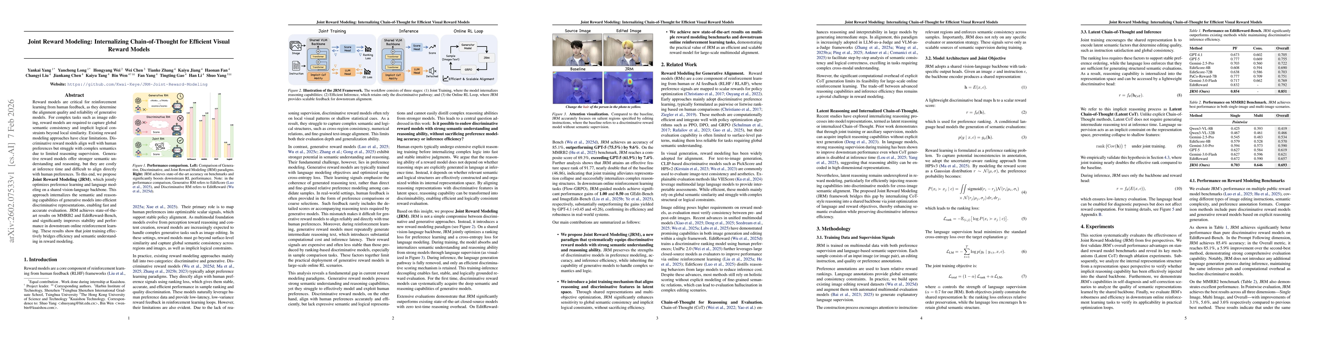 Thumbnail for Joint Reward Modeling: Internalizing Chain-of-Thought for Efficient Visual Reward Models