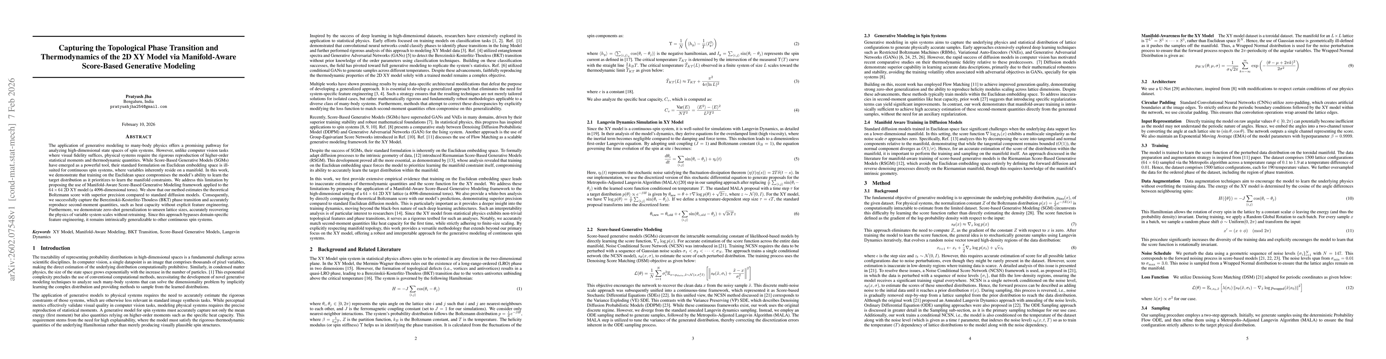 Thumbnail for Capturing the Topological Phase Transition and Thermodynamics of the 2D XY Model via Manifold-Aware Score-Based Generative Modeling