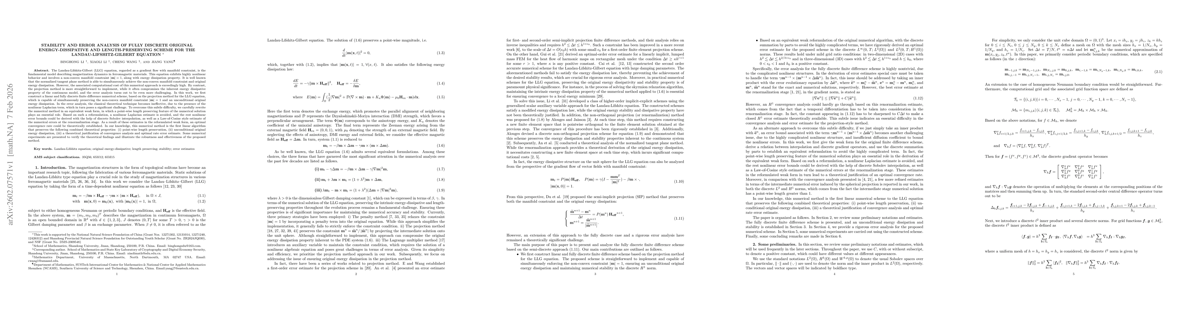 Thumbnail for Stability and error analysis of fully discrete original energy-dissipative and length-preserving scheme for the Landau-Lifshitz-Gilbert equation
