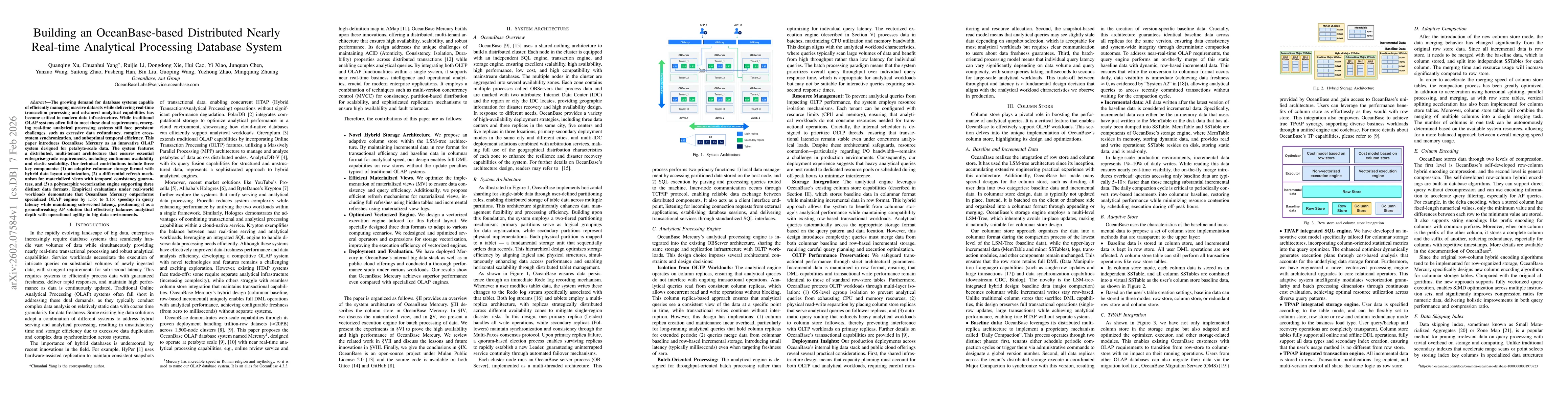 Thumbnail for Building an OceanBase-based Distributed Nearly Real-time Analytical Processing Database System