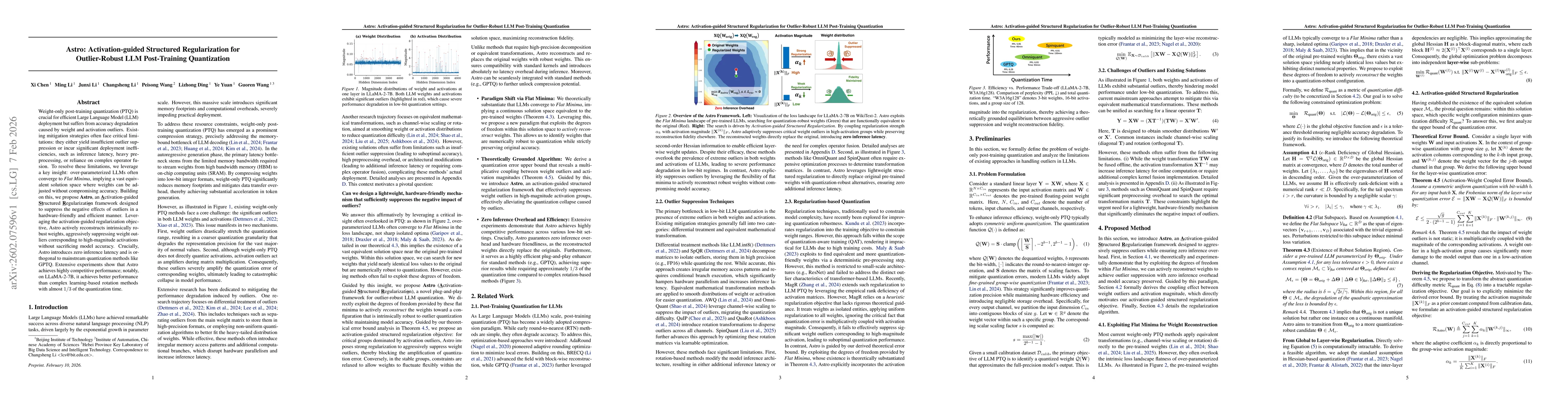 Thumbnail for Astro: Activation-guided Structured Regularization for Outlier-Robust LLM Post-Training Quantization