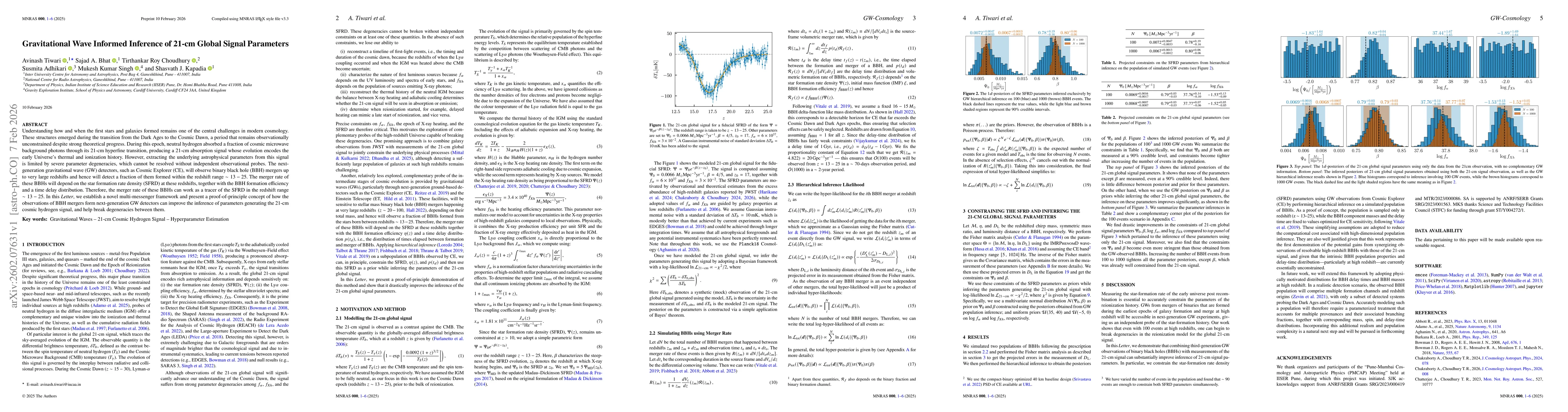 Thumbnail for Gravitational Wave Informed Inference of 21-cm Global Signal Parameters