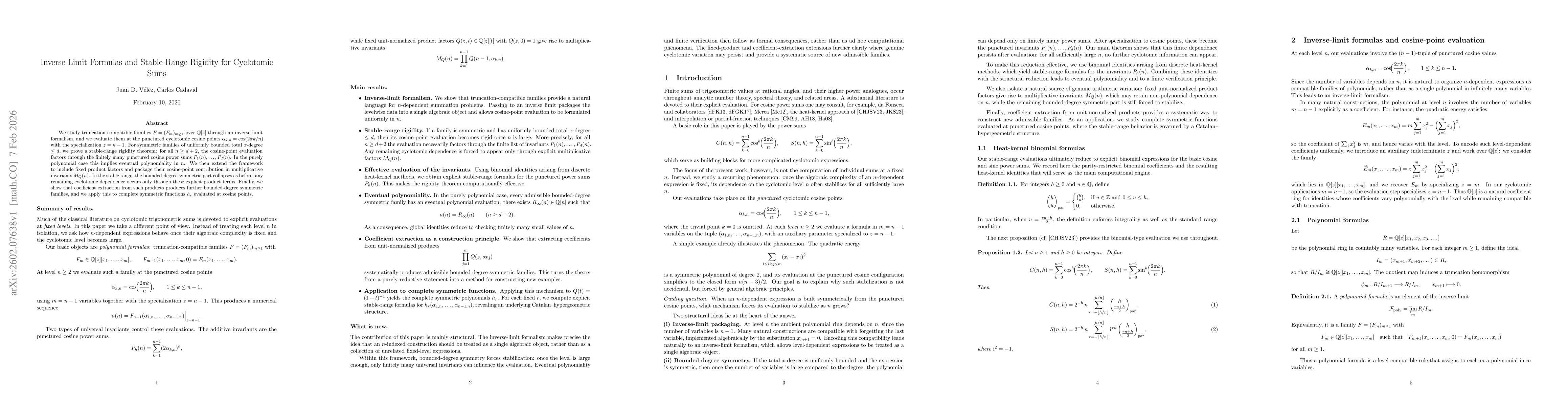 Thumbnail for Inverse-Limit Formulas and Stable-Range Rigidity for Cyclotomic Sums