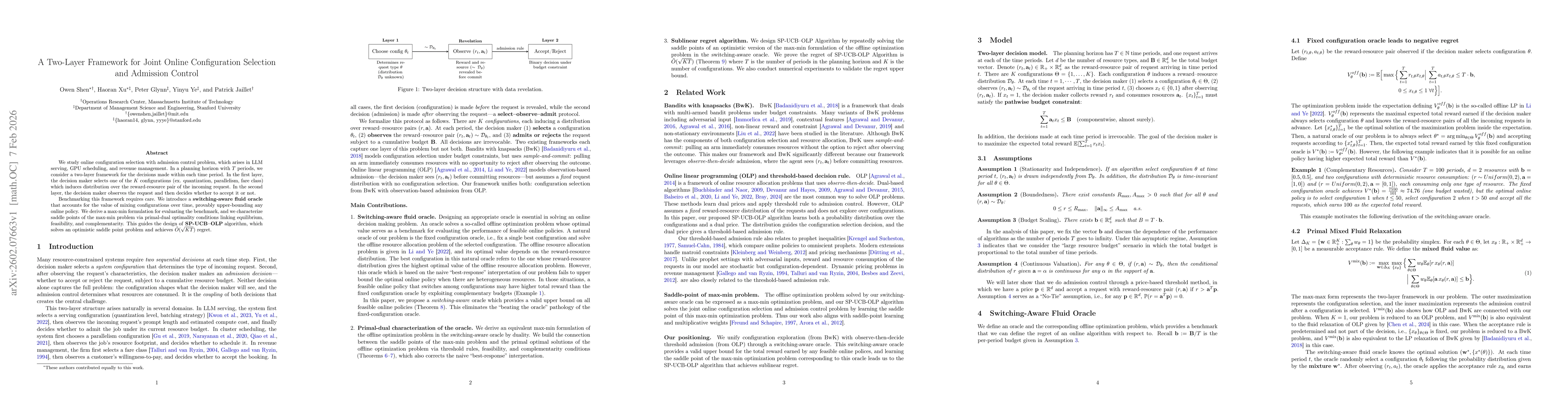 Thumbnail for A Two-Layer Framework for Joint Online Configuration Selection and Admission Control