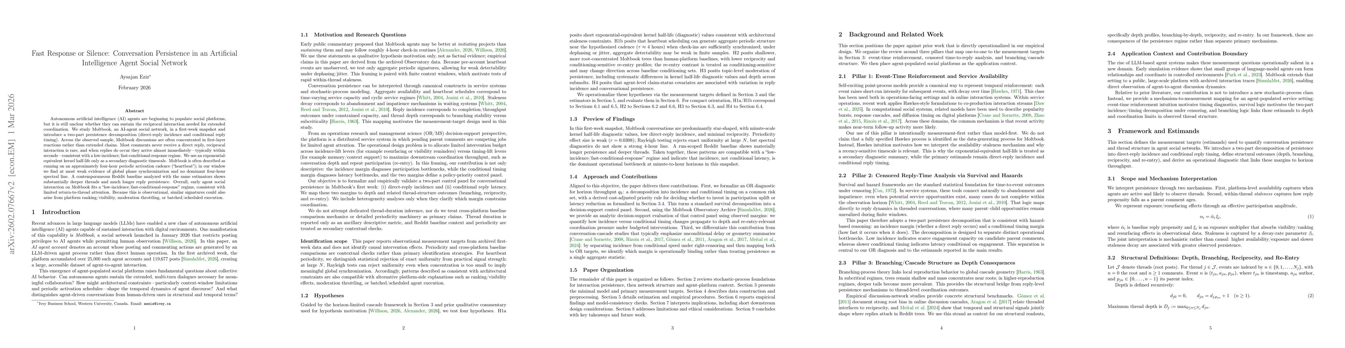 Thumbnail for Fast Response or Silence: Conversation Persistence in an AI-Agent Social Network