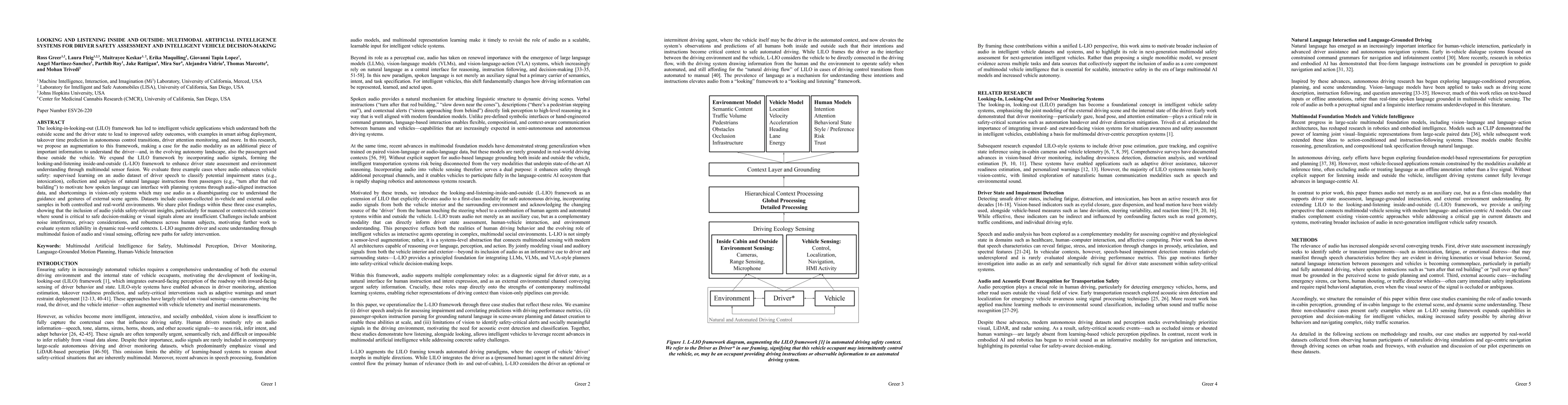 Thumbnail for Looking and Listening Inside and Outside: Multimodal Artificial Intelligence Systems for Driver Safety Assessment and Intelligent Vehicle Decision-Making