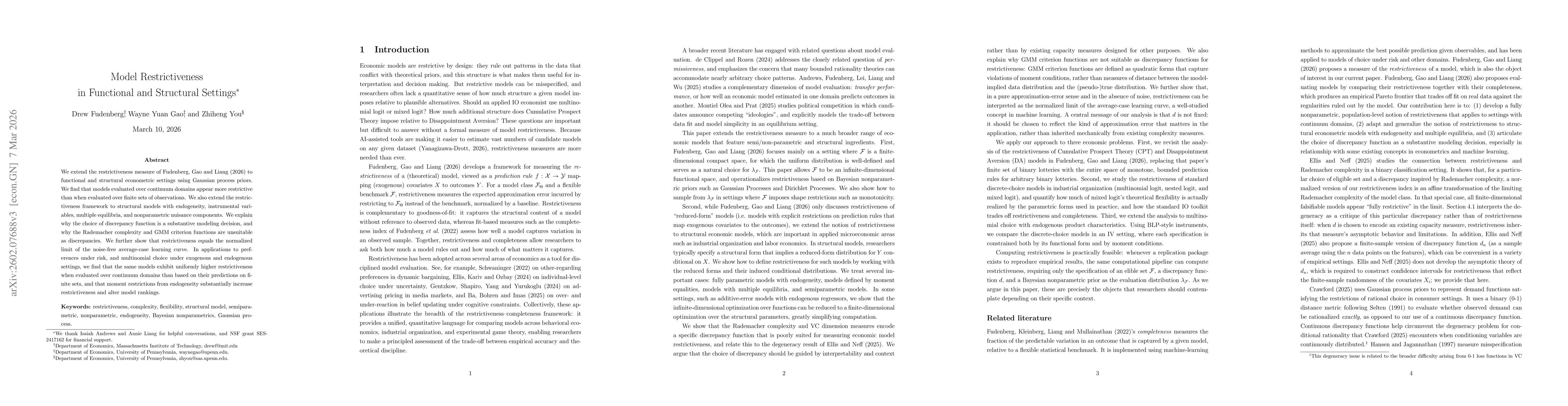 Thumbnail for Model Restrictiveness in Functional and Structural Settings