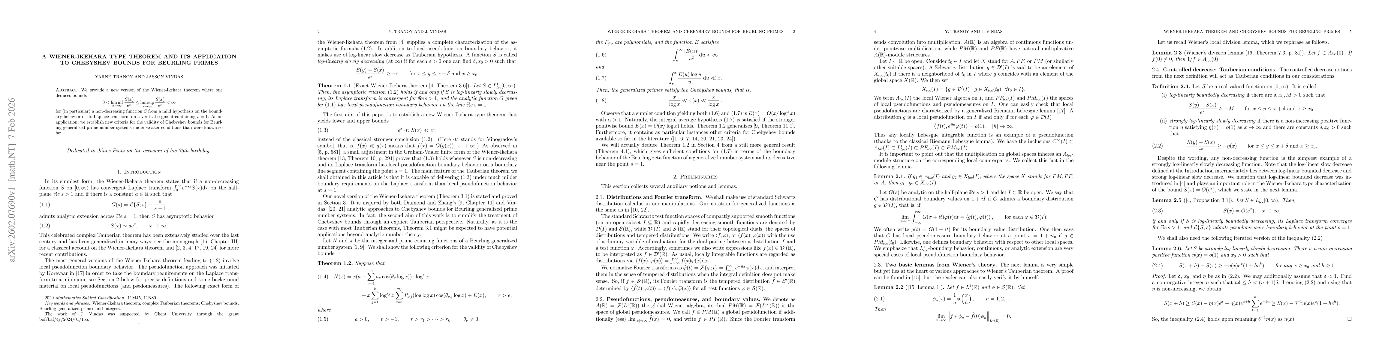 Thumbnail for A Wiener-Ikehara type theorem and its application to Chebyshev bounds for Beurling primes