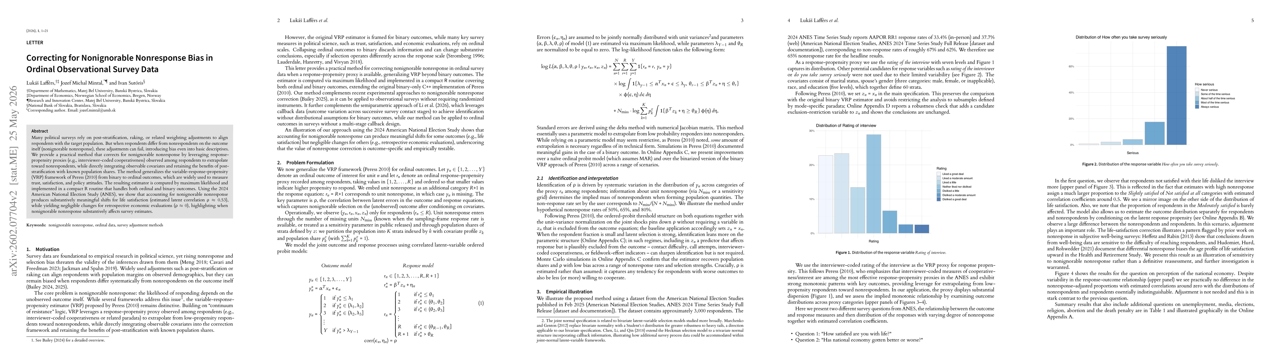 Thumbnail for Correcting for Nonignorable Nonresponse Bias in Ordinal Observational Survey Data