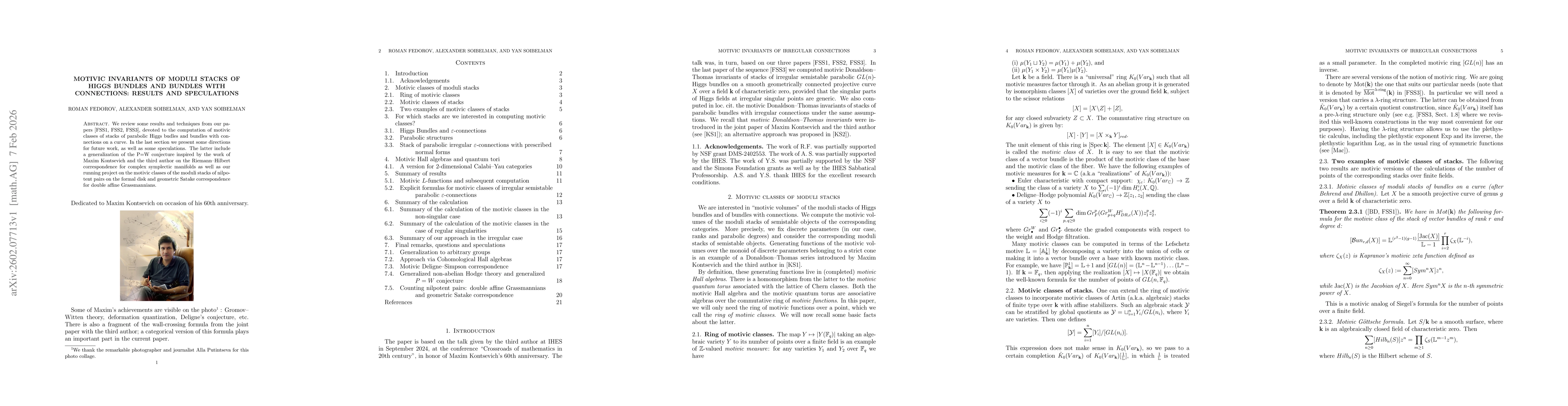Thumbnail for Motivic invariants of moduli stacks of Higgs bundles and bundles with connections: results and speculations