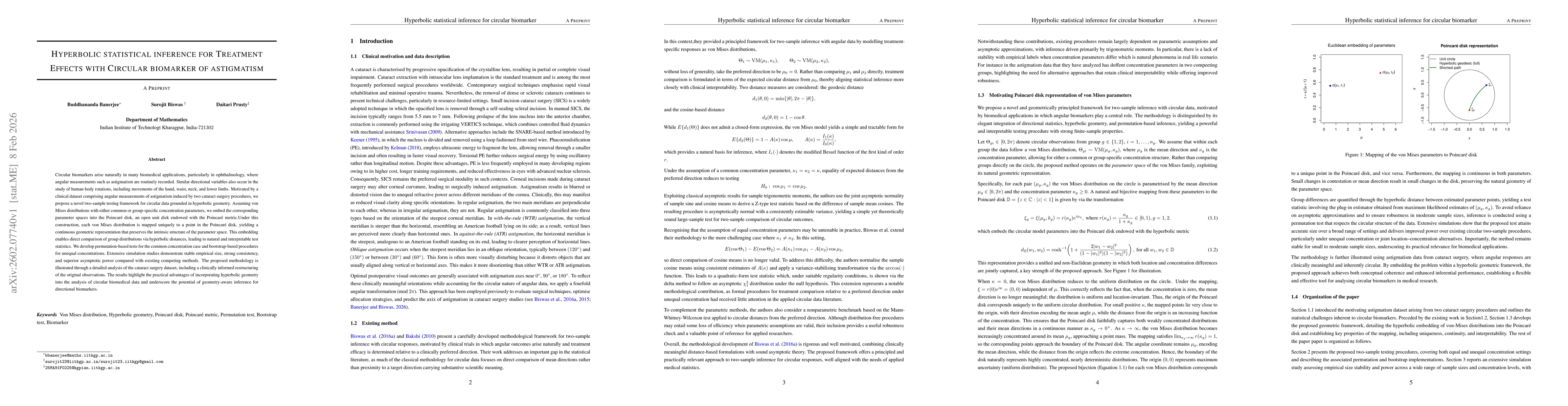 Thumbnail for Hyperbolic statistical inference for Treatment Effects with Circular biomarker of astigmatism