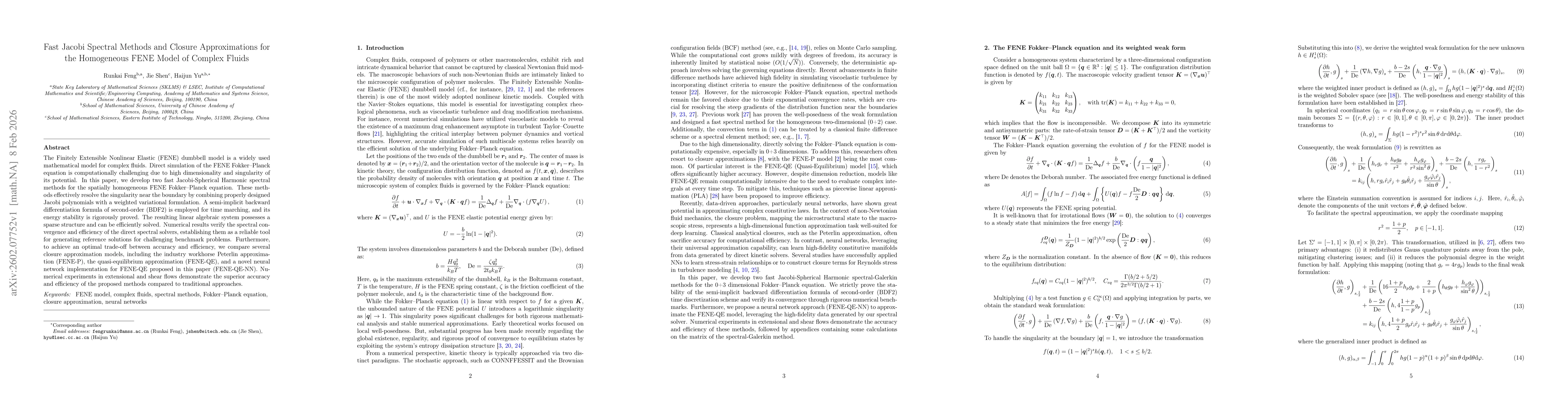Thumbnail for Fast Jacobi Spectral Methods and Closure Approximations for the Homogeneous FENE Model of Complex Fluids