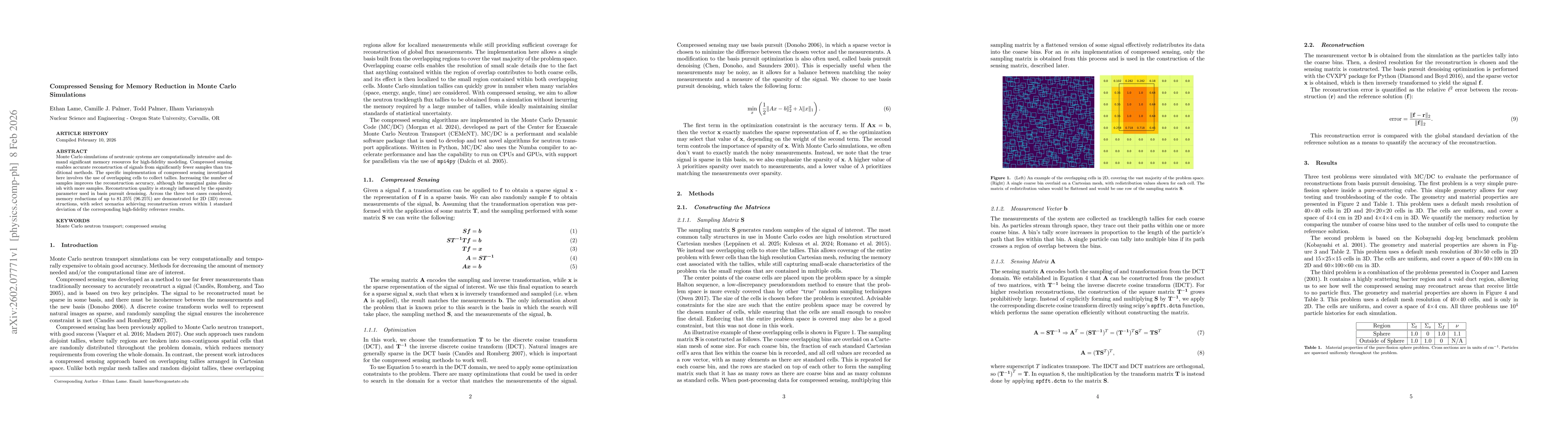 Thumbnail for Compressed Sensing Methods for Memory Reduction in Monte Carlo Simulations