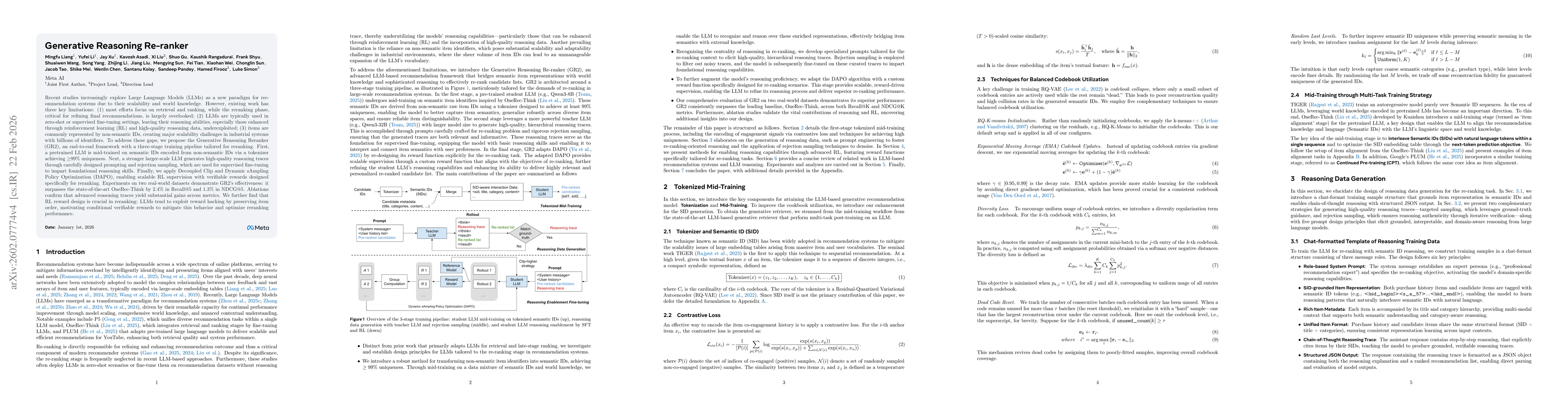 Thumbnail for Generative Reasoning Re-ranker