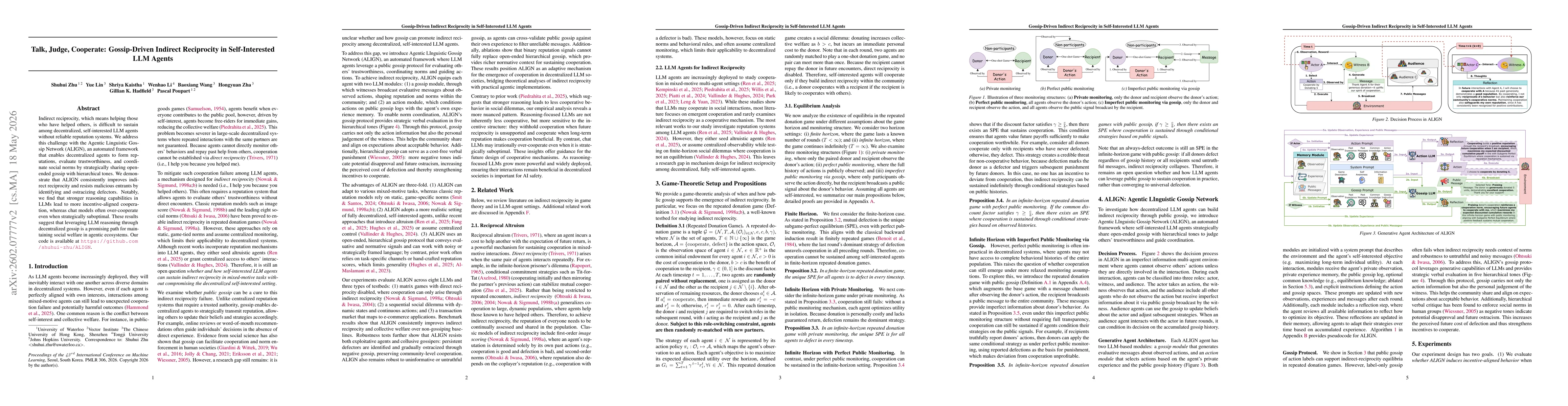 Thumbnail for Talk, Judge, Cooperate: Gossip-Driven Indirect Reciprocity in Self-Interested LLM Agents