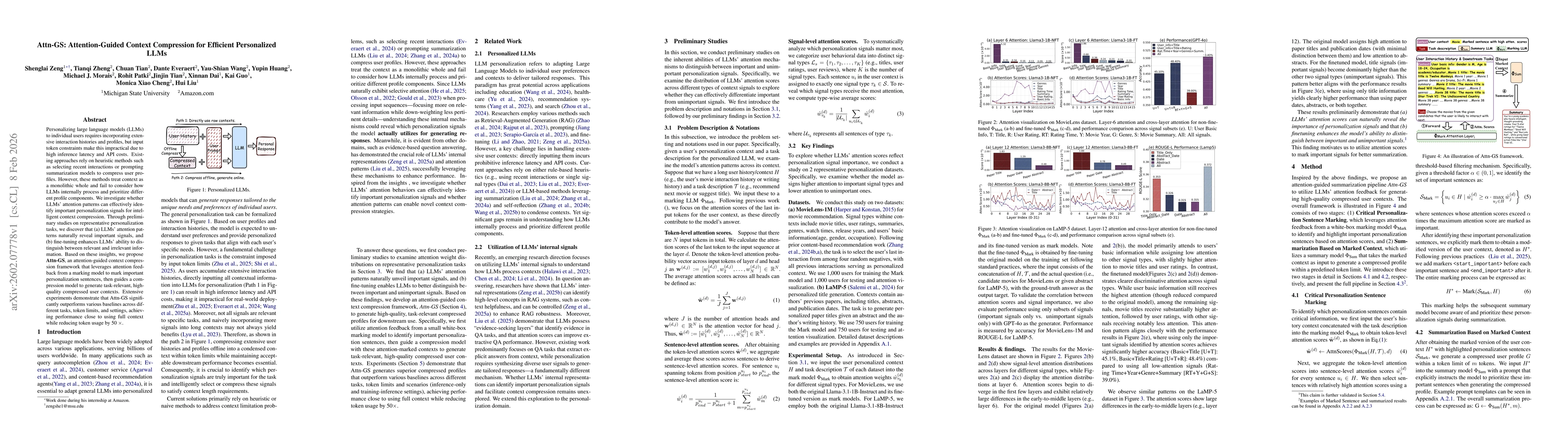 Thumbnail for Attn-GS: Attention-Guided Context Compression for Efficient Personalized LLMs