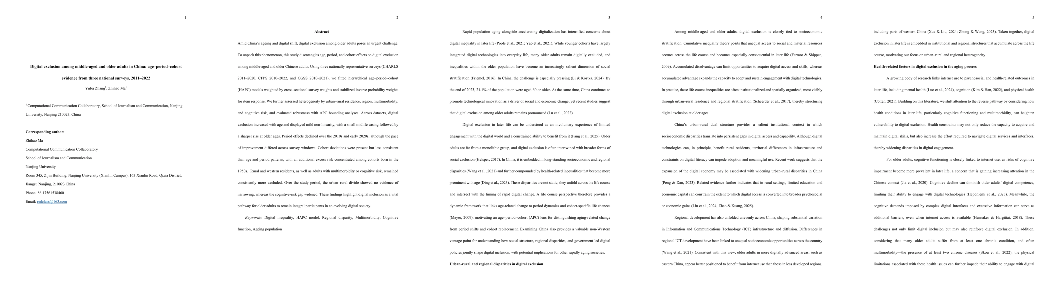 Thumbnail for Digital exclusion among middle-aged and older adults in China: age-period-cohort evidence from three national surveys, 2011-2022