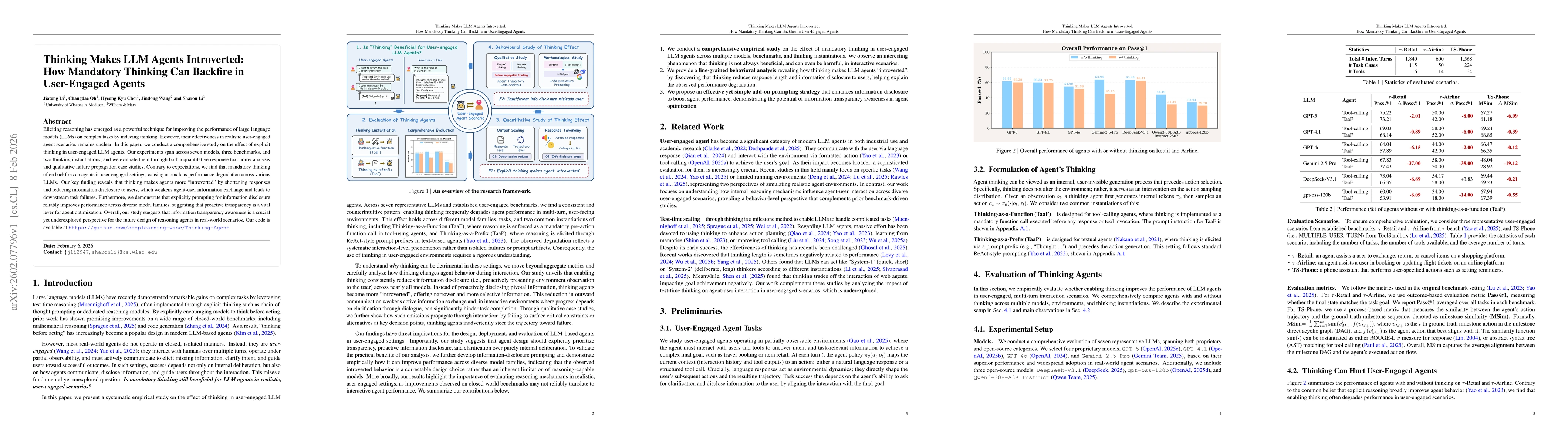 Thumbnail for Thinking Makes LLM Agents Introverted: How Mandatory Thinking Can Backfire in User-Engaged Agents